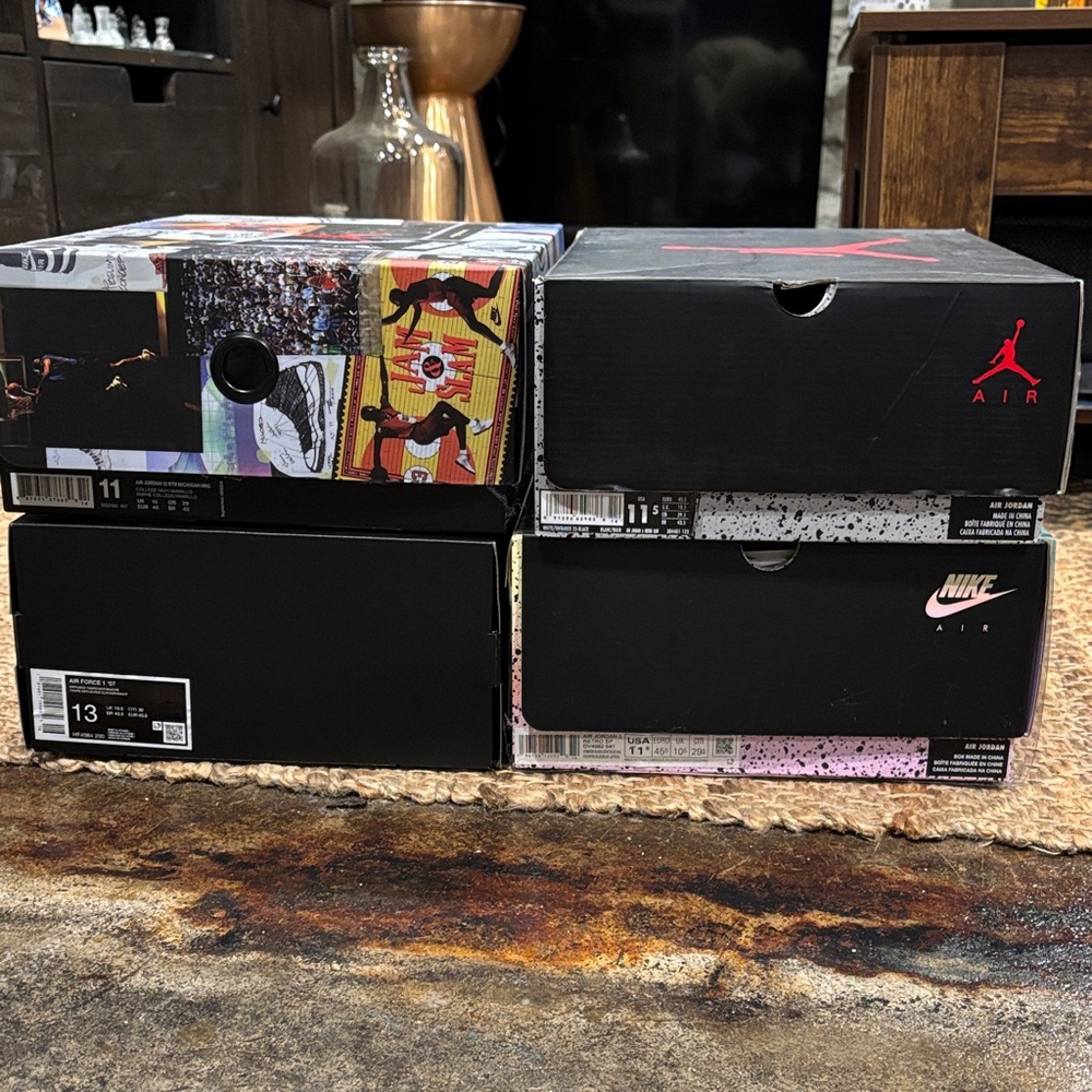 Nike Black and Multicolor Shoe Boxes